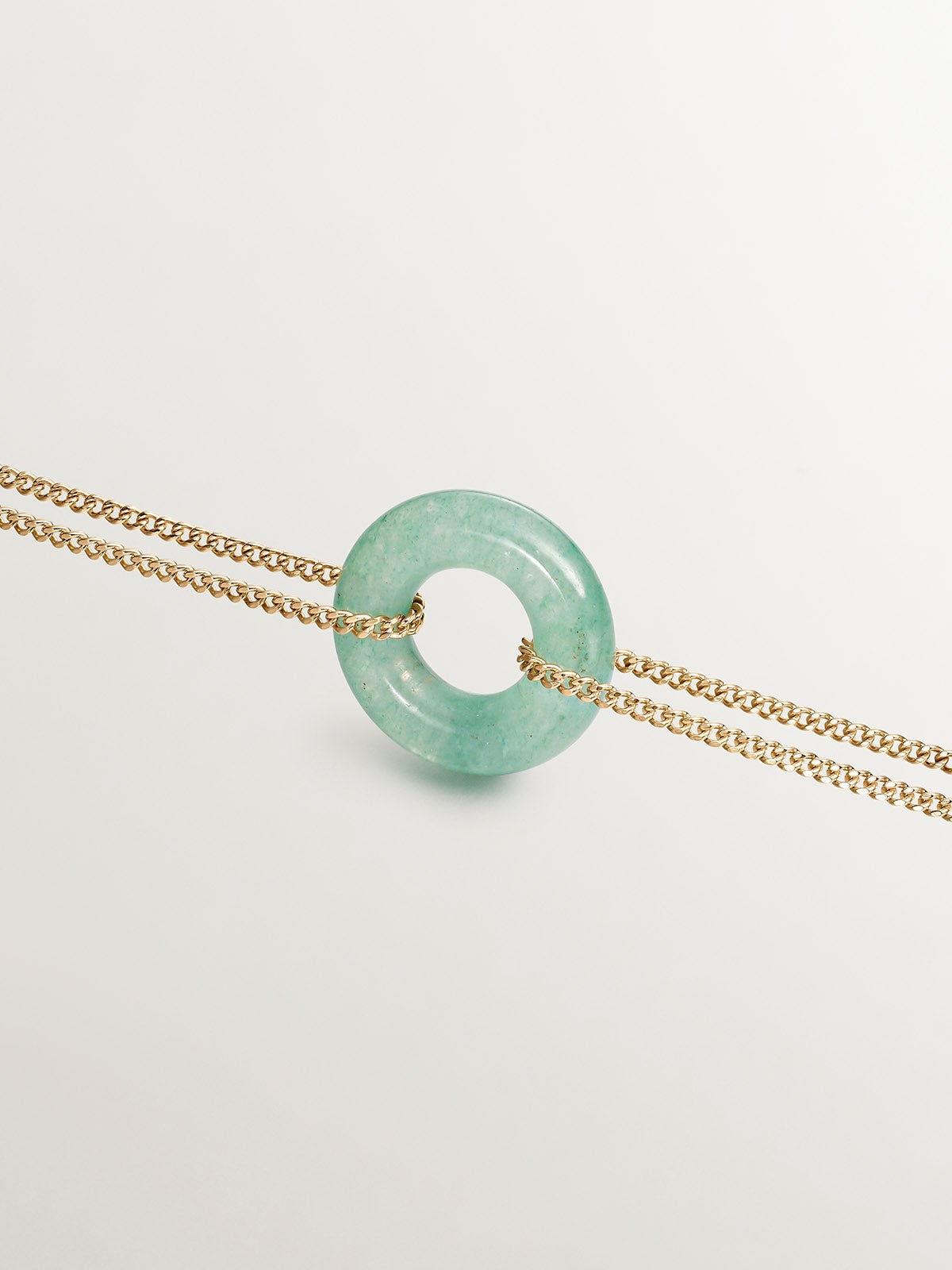 Pulsera de plata 925 bañada en oro amarillo de 18K con aventurina verde