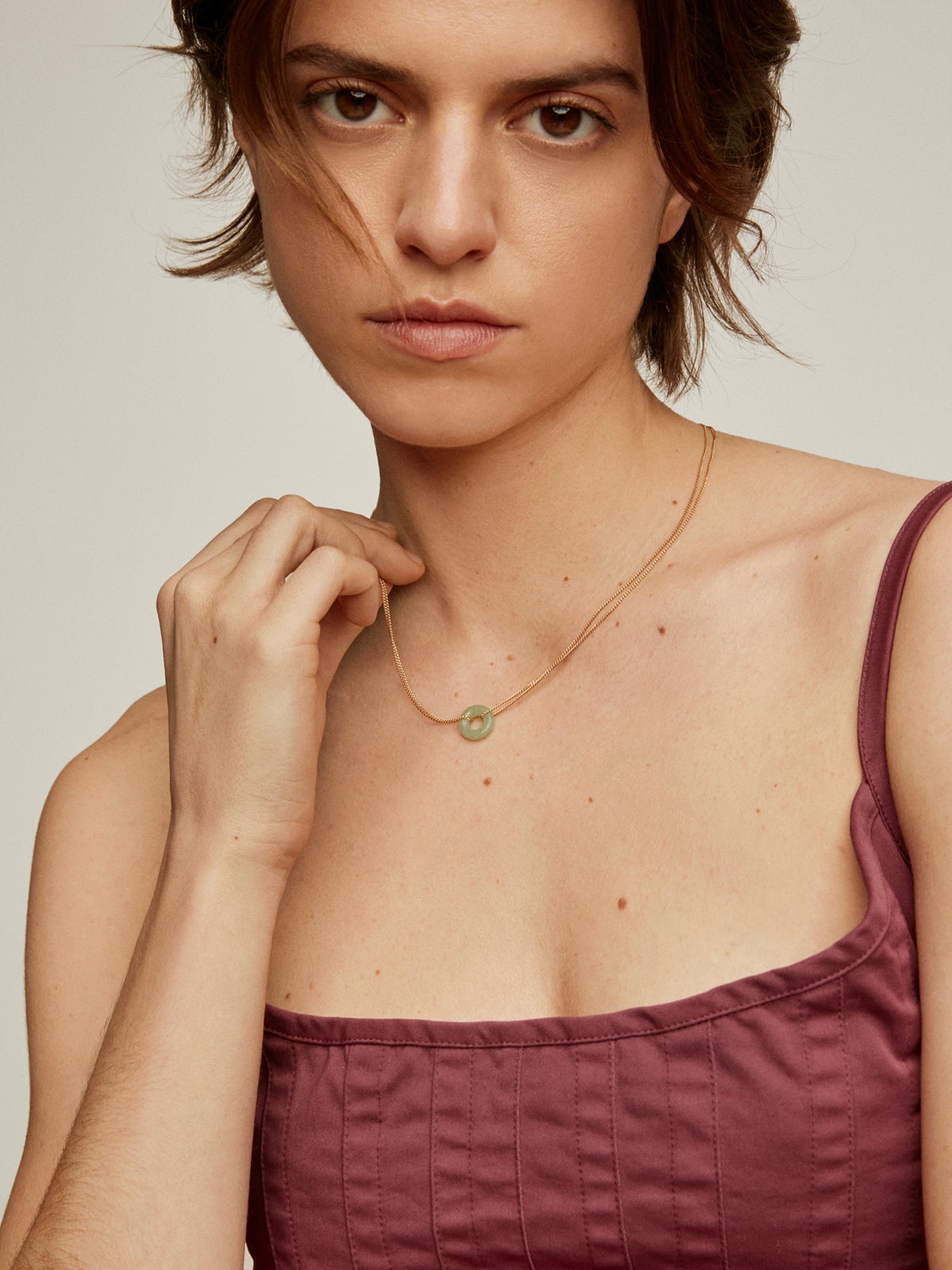 Colgante de plata 925 bañada en oro amarillo de 18K con aventurina verde