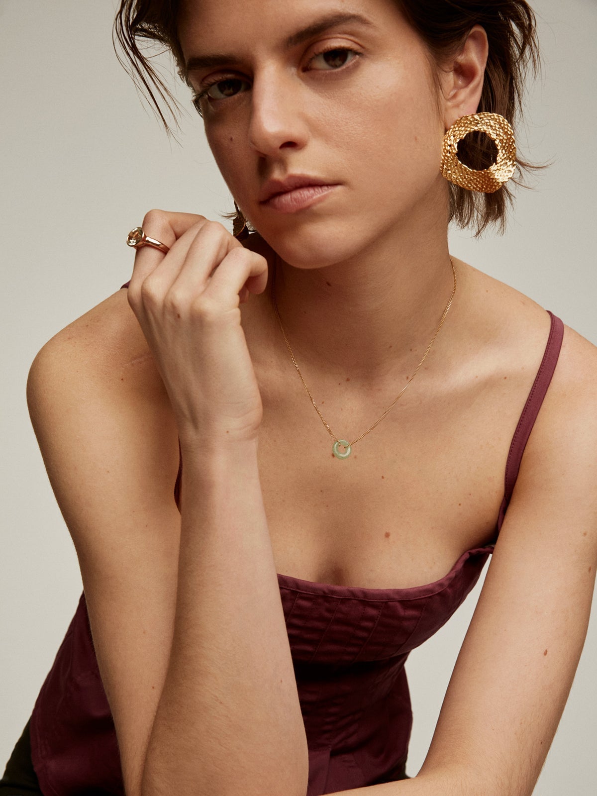 Colgante de plata 925 bañada en oro amarillo de 18K con aventurina verde