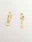 Pendientes de aro pequeños de plata 925 bañada en oro amarillo de 18K con estrella