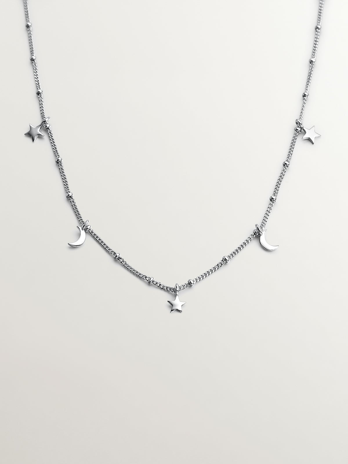 Collar de plata 925 con estrellas y lunas