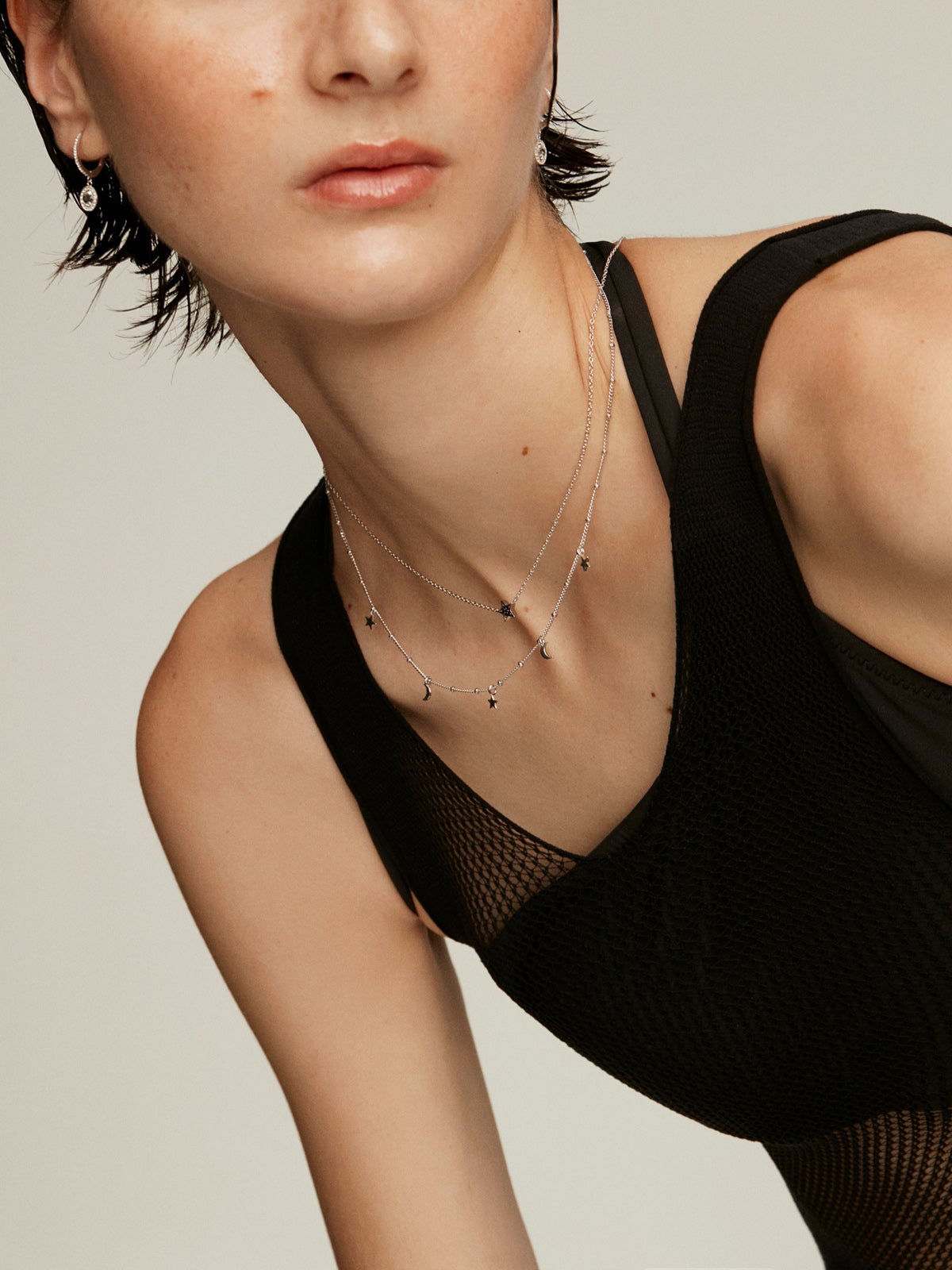 Collar de plata 925 con estrellas y lunas