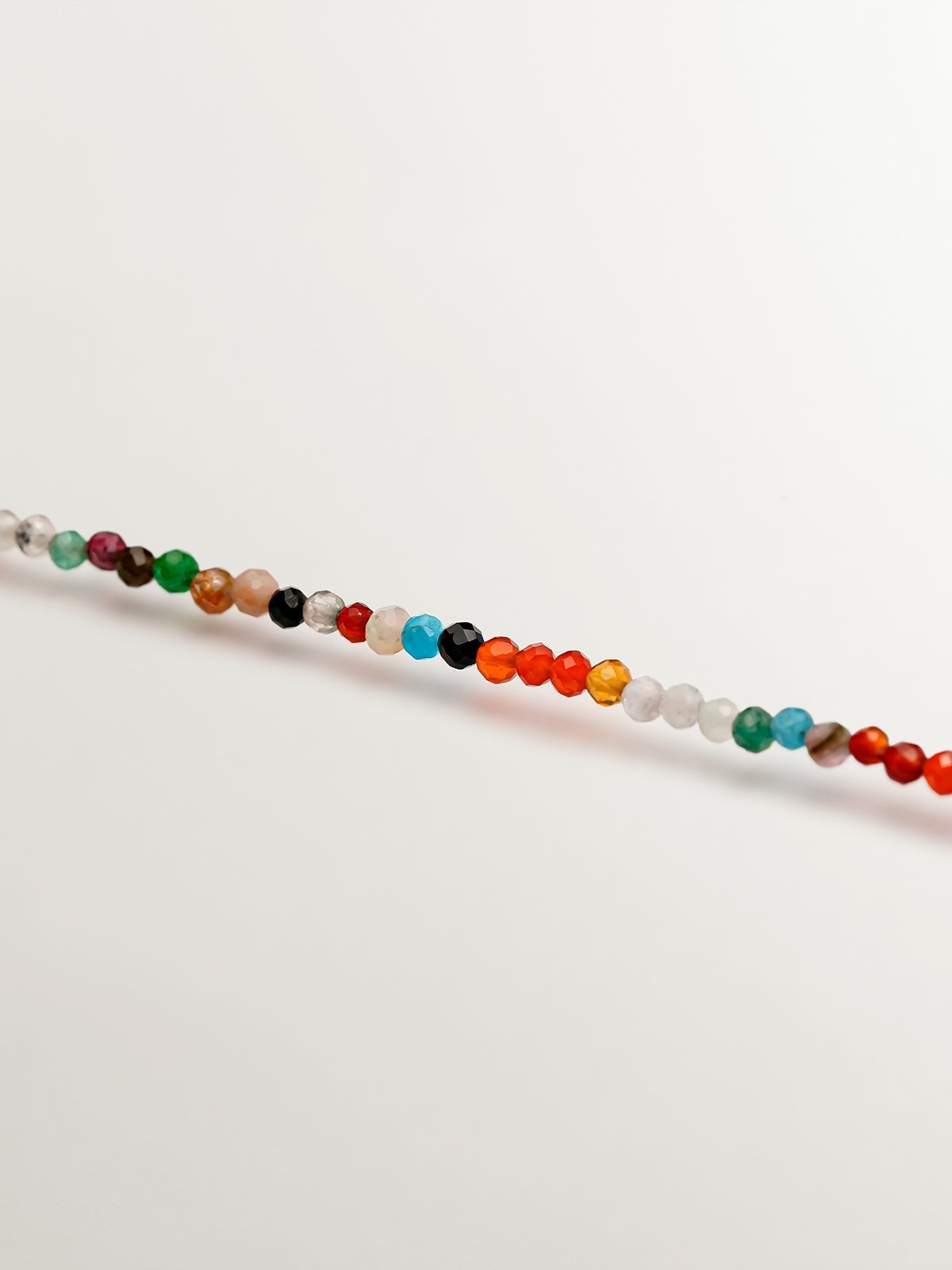 Pulsera de plata 925 bañada en oro amarillo de 18K con bolitas de piedras preciosas multicolor