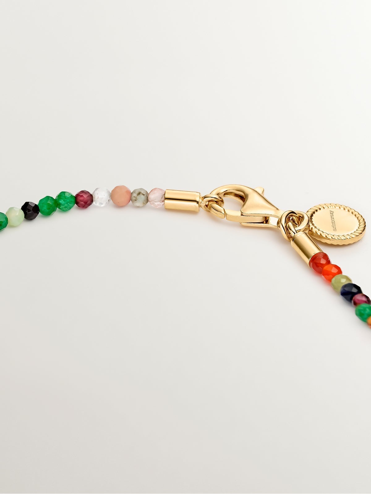 Pulsera de plata 925 bañada en oro amarillo de 18K con bolitas de piedras preciosas multicolor