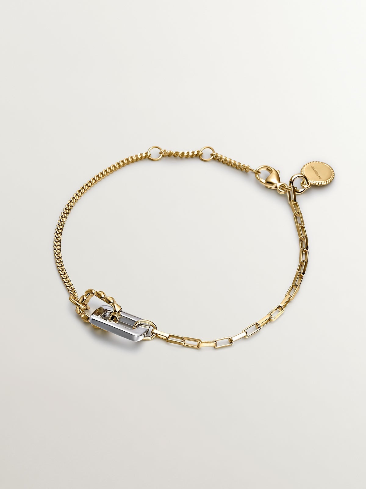 Pulsera de plata 925 y plata 925 bañada en oro amarillo de 18K