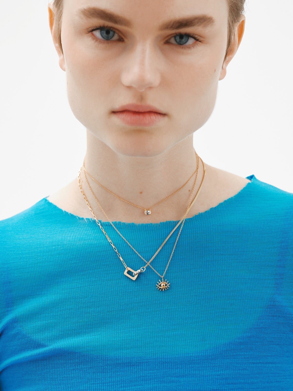 Colgante bicolor de plata 925 y plata 925 bañada en oro amarillo de 18K con formas geométricas