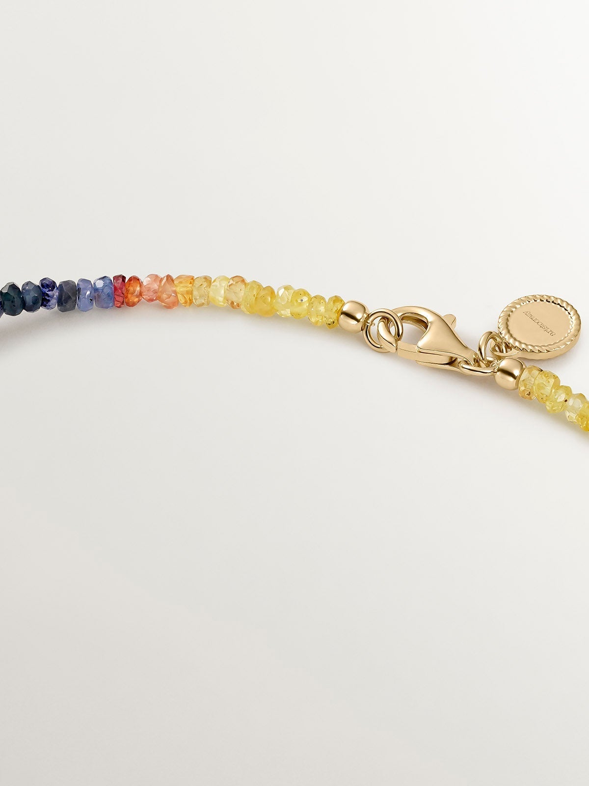 Collar de plata 925 bañada en oro amarillo de 18K con zafiros multicolor, rodolita rosa y amatista morada