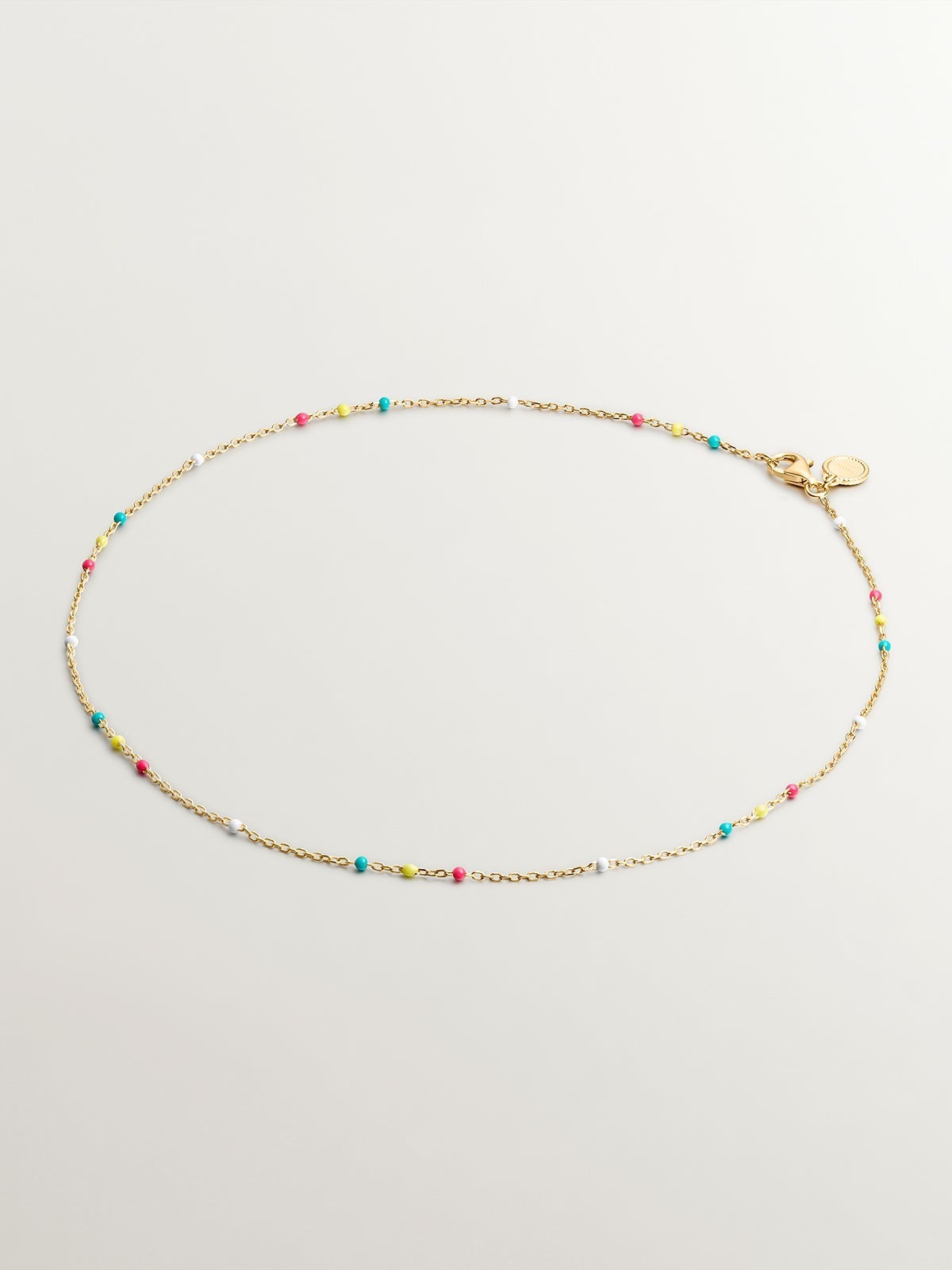 Cadena de plata 925 bañada en oro amarillo de 18K con esmalte multicolor
