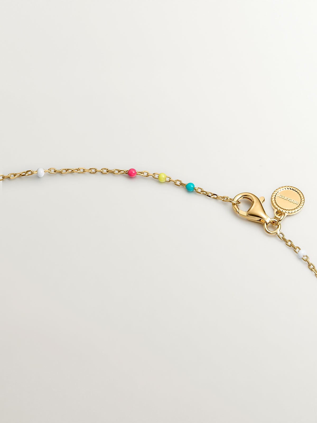 Cadena de plata 925 bañada en oro amarillo de 18K con esmalte multicolor
