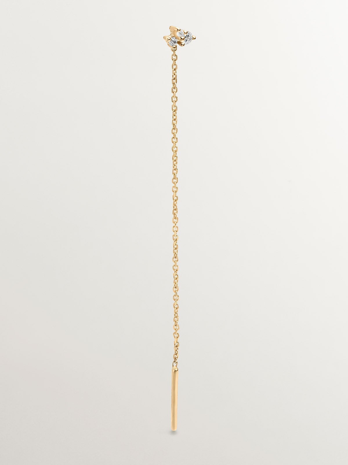 Pendiente individual de oro amarillo de 18K con cadena y diamantes