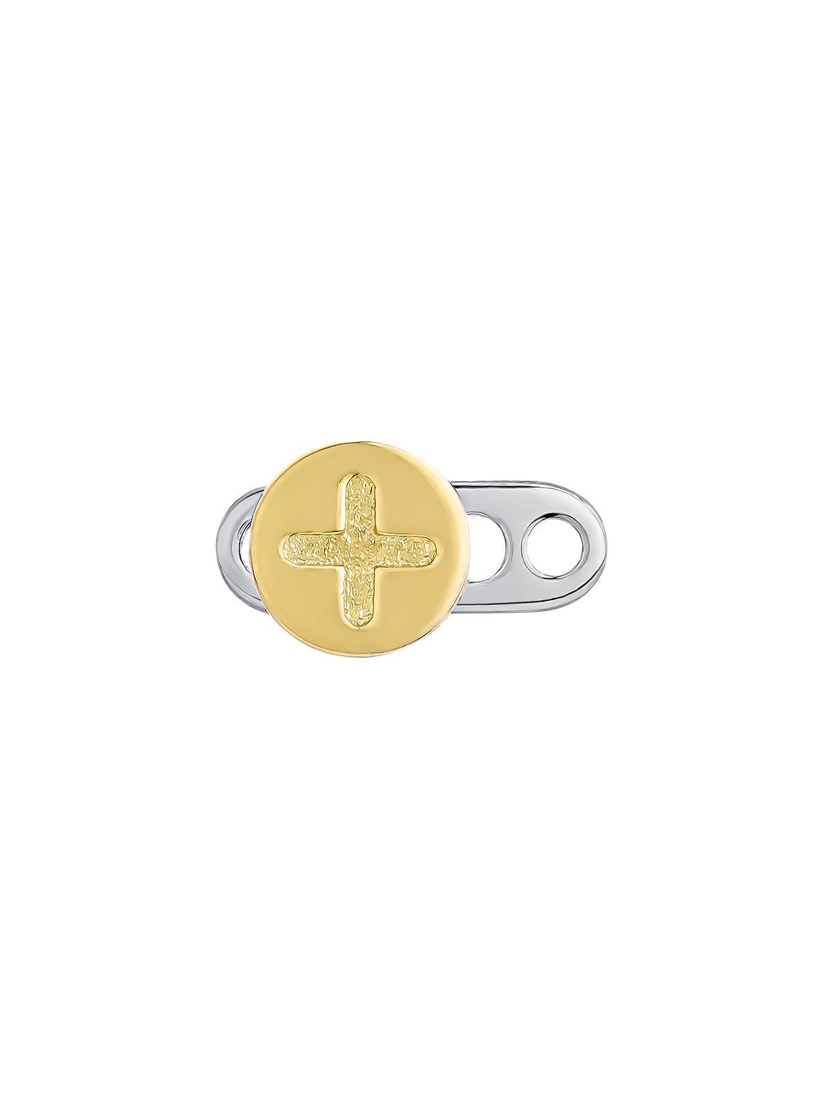 Microdermal de oro amarillo de 18K y titanio con cruz