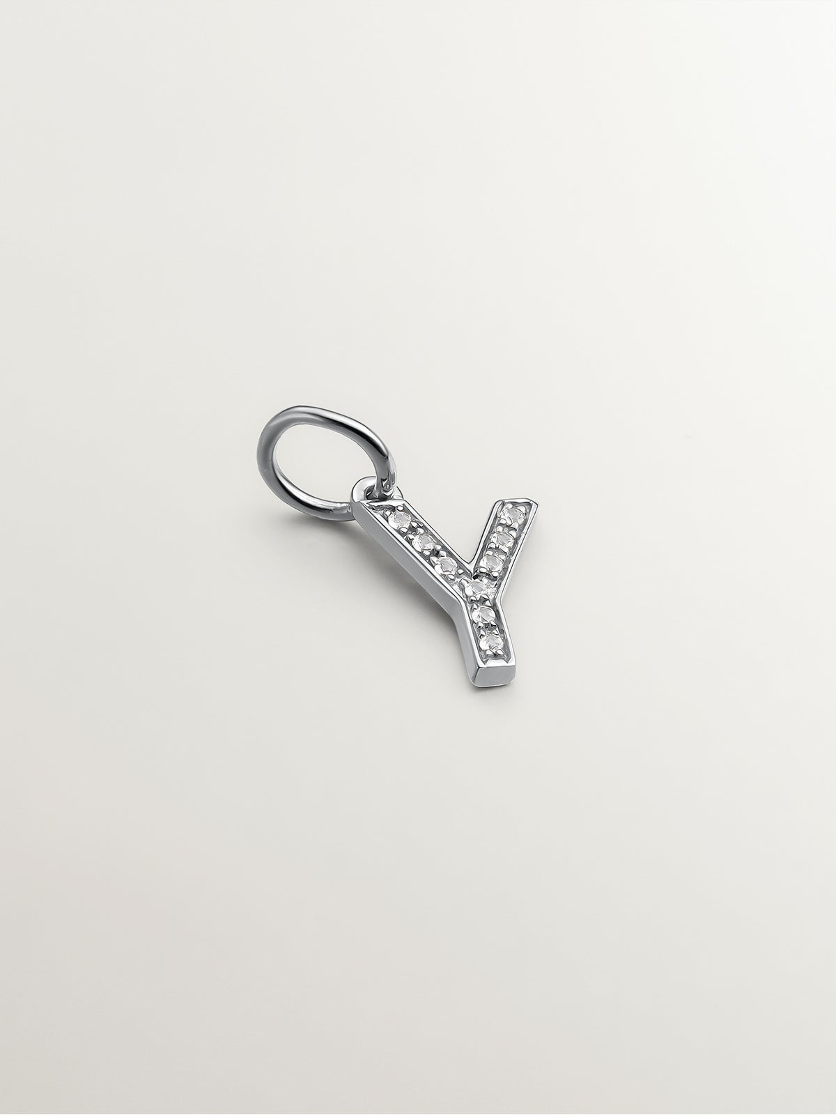 Charm de plata 925 y topacios blancos inicial Y
