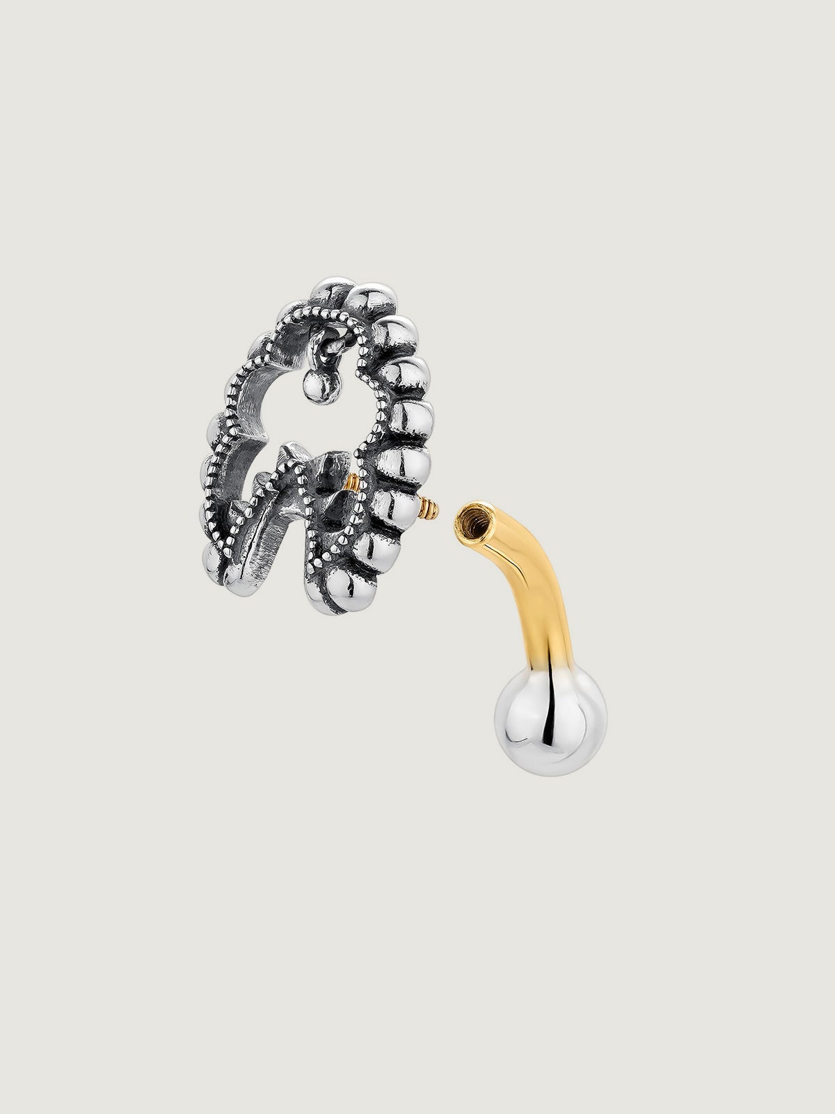 Piercing del ombligo de plata 925 y oro amarillo de 9K con cachemir