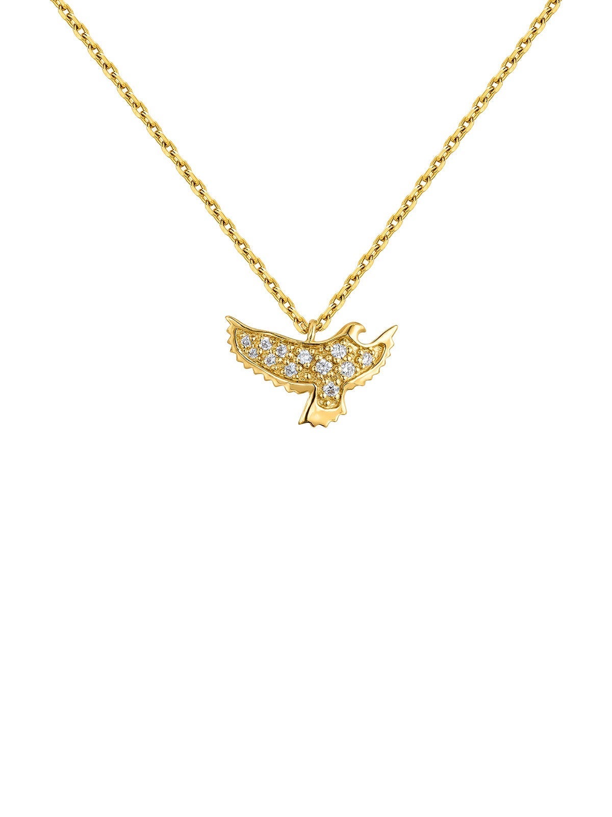 Colgante de oro amarillo de 18K con forma de águila y diamantes