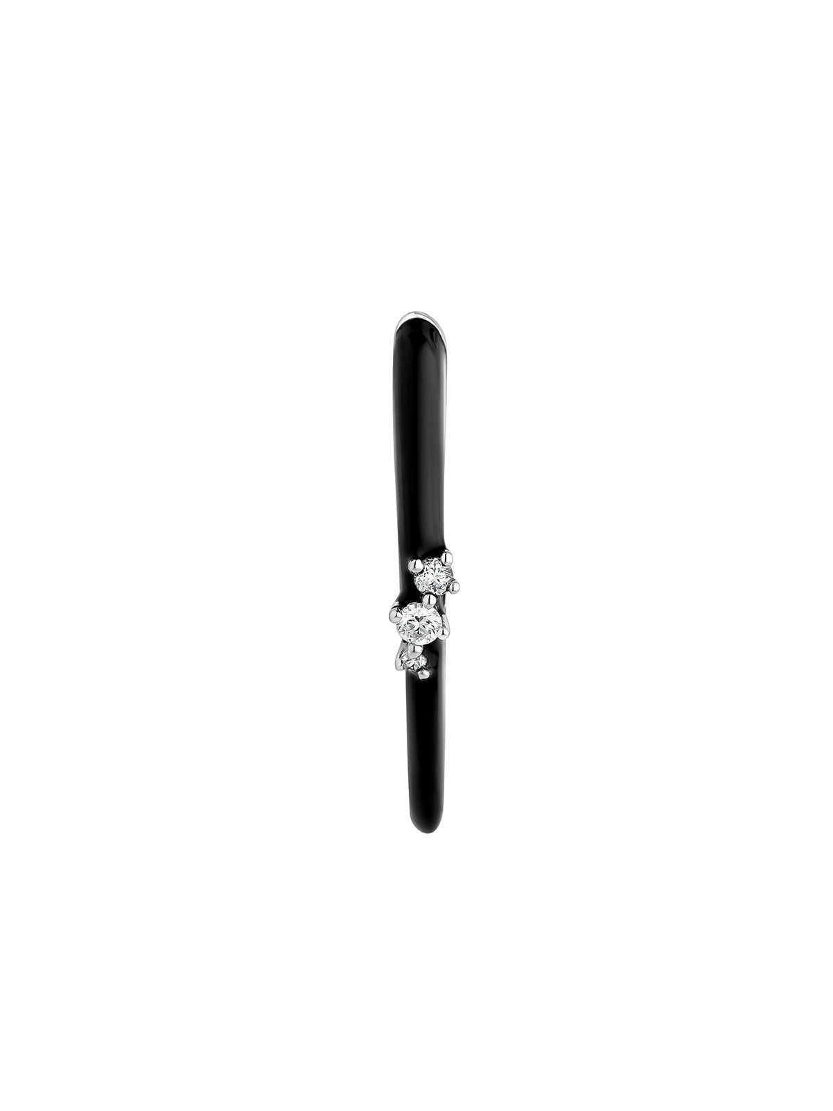 Pendiente individual de oro blanco de 18K con esmalte negro y diamantes