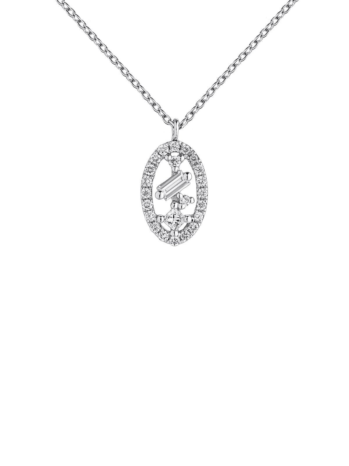 Colgante de oro blanco de 18K con óvalo de diamantes