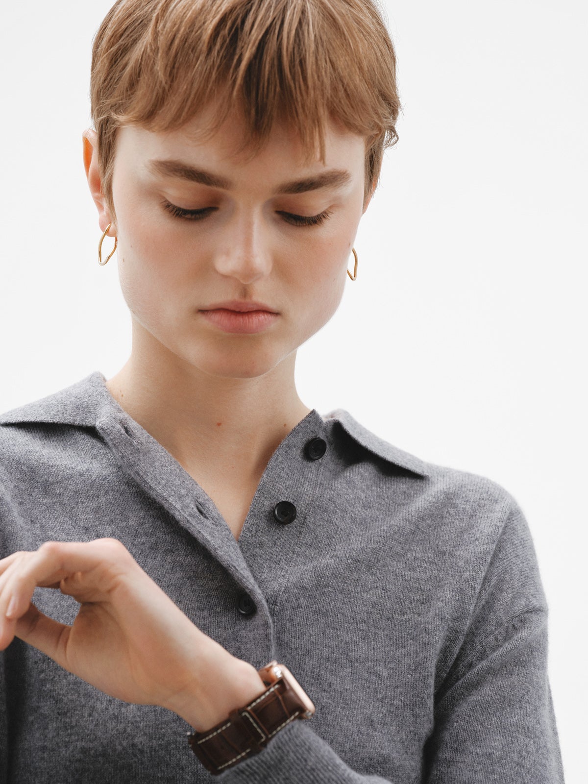 Pendientes de aro ondulados medianos de plata 925 bañada en oro amarillo de 18K