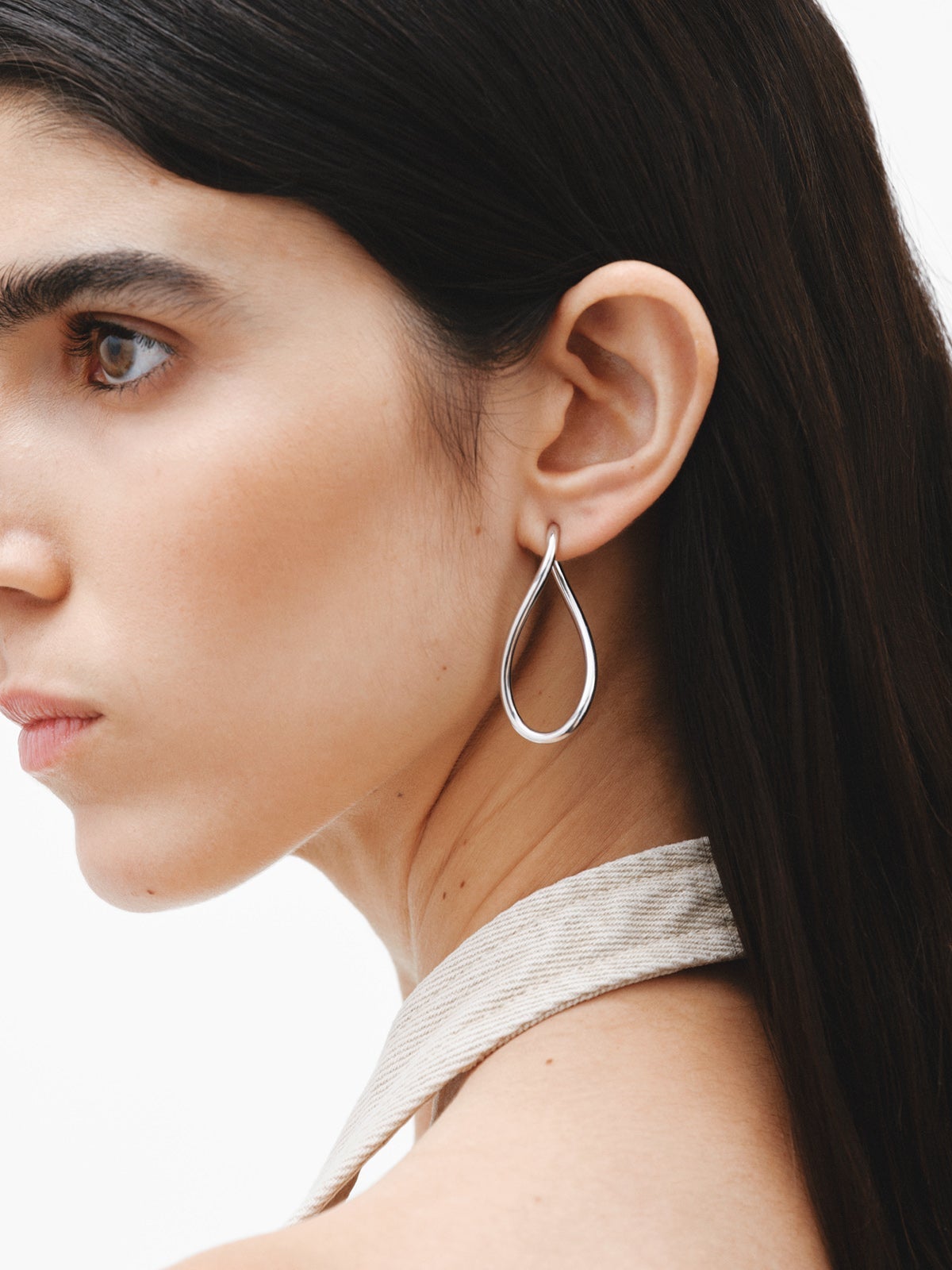 Pendientes de aro ondulados grandes de plata 925