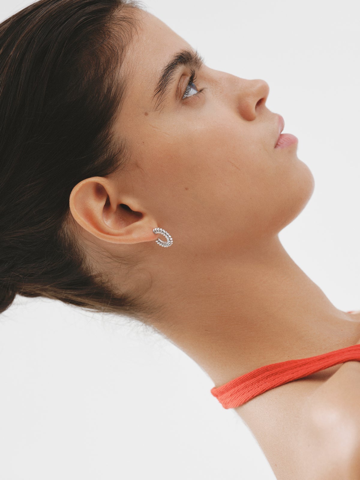 Pendientes de aro pequeños de plata 925 con acabado en relieve