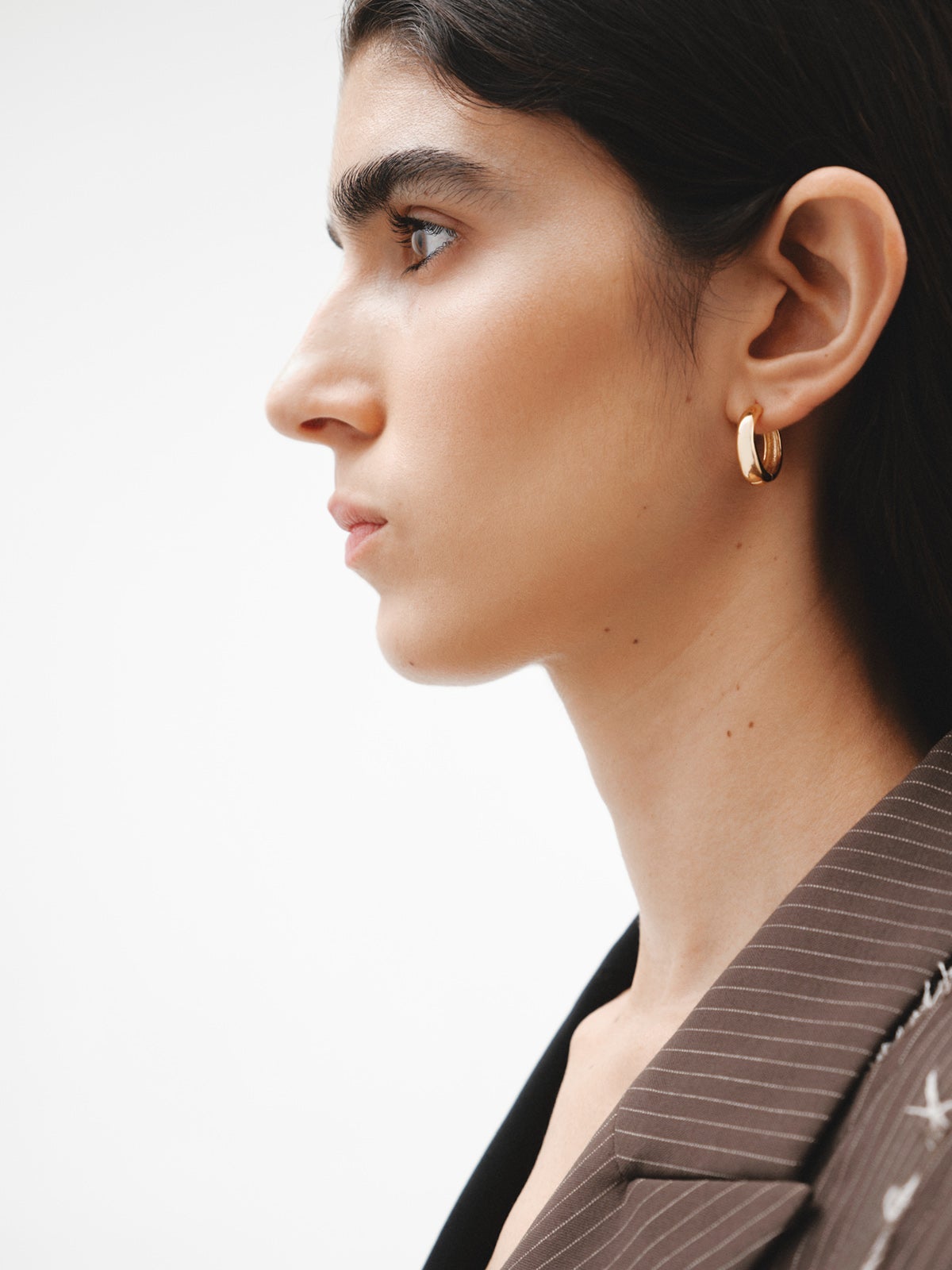 Pendientes de aro gruesos medianos de plata 925 bañada en oro amarillo de 18K