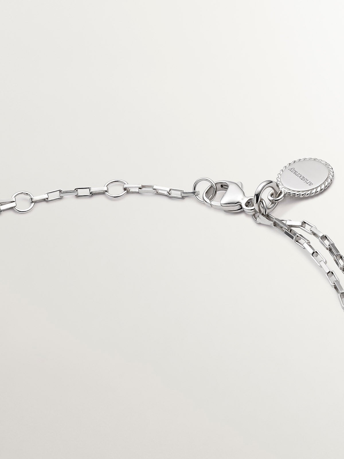 Pulsera de eslabones forza de plata 925 con aro de topacios blancos