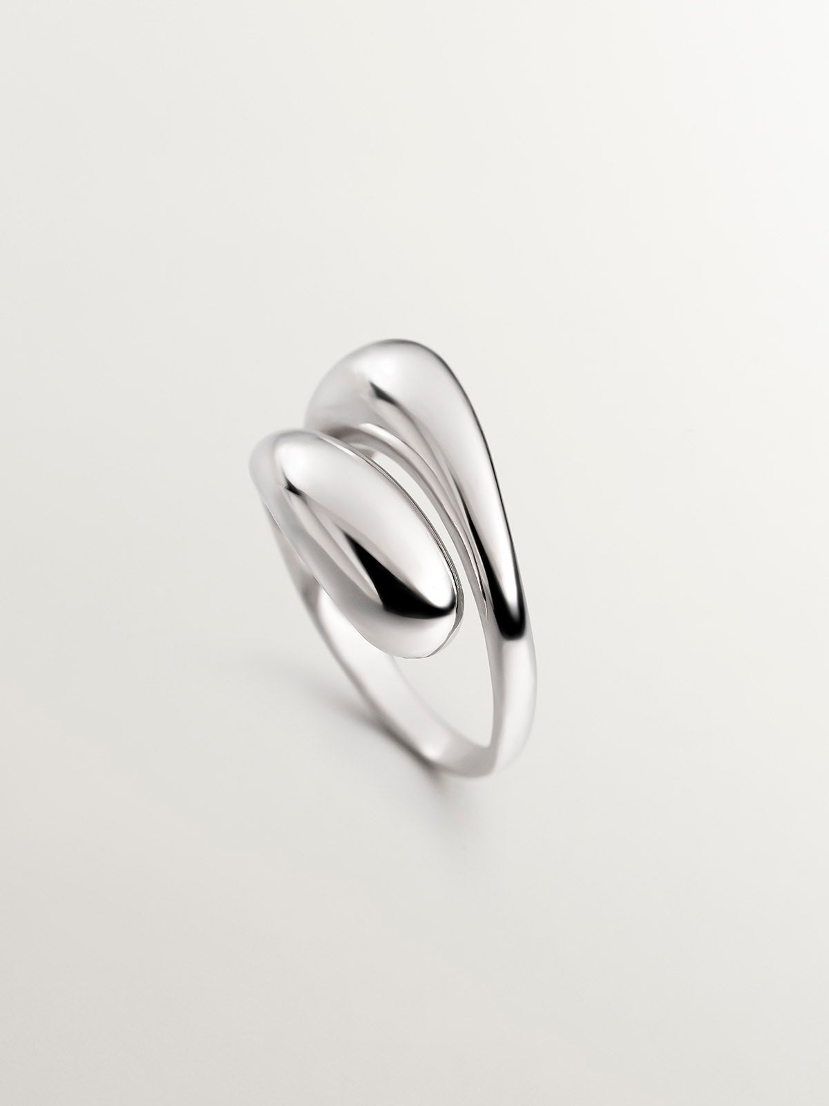 Anillo Tú y Yo de plata 925 con forma de espiral abombada
