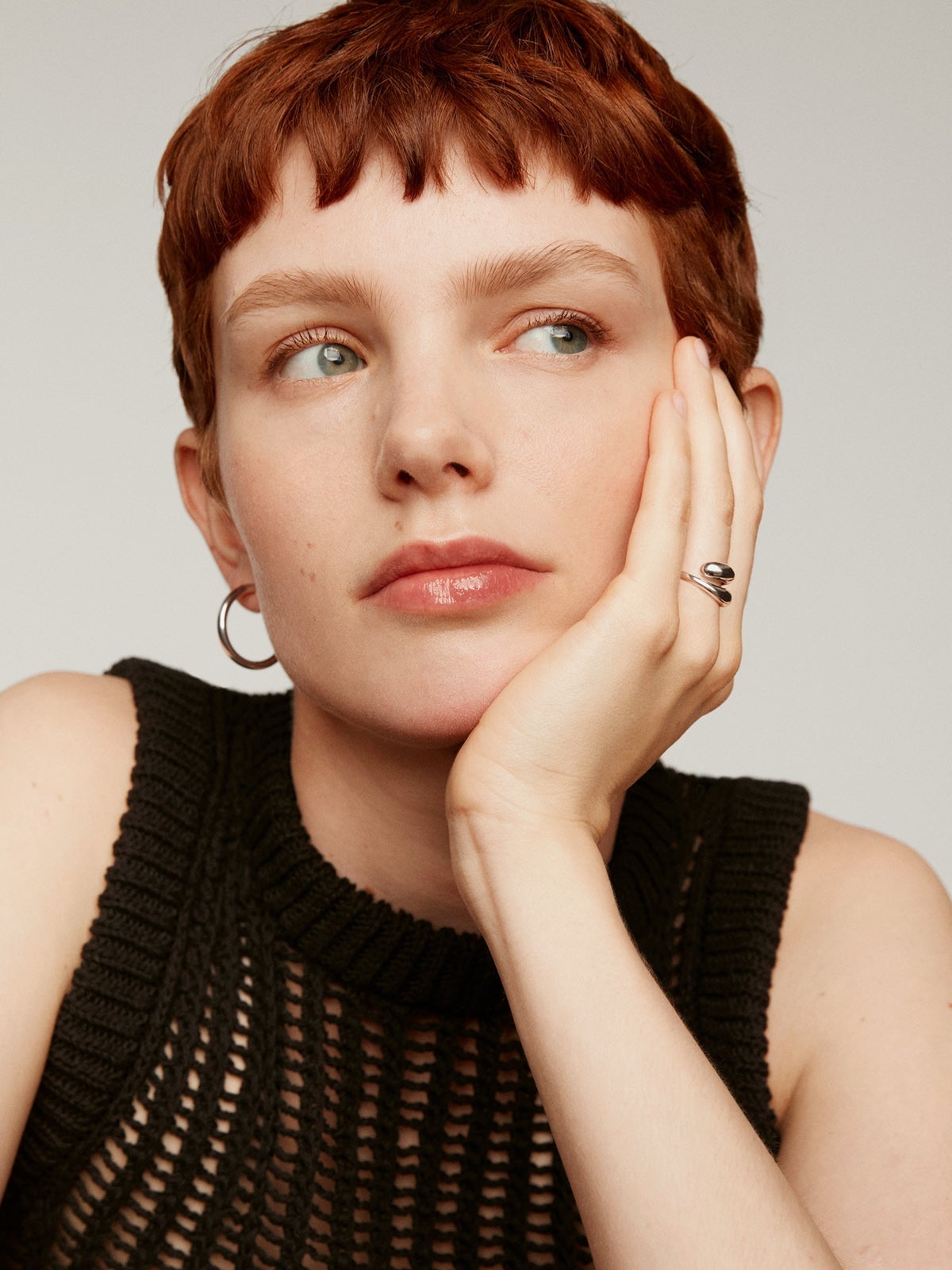 Anillo Tú y Yo de plata 925 con forma de espiral abombada