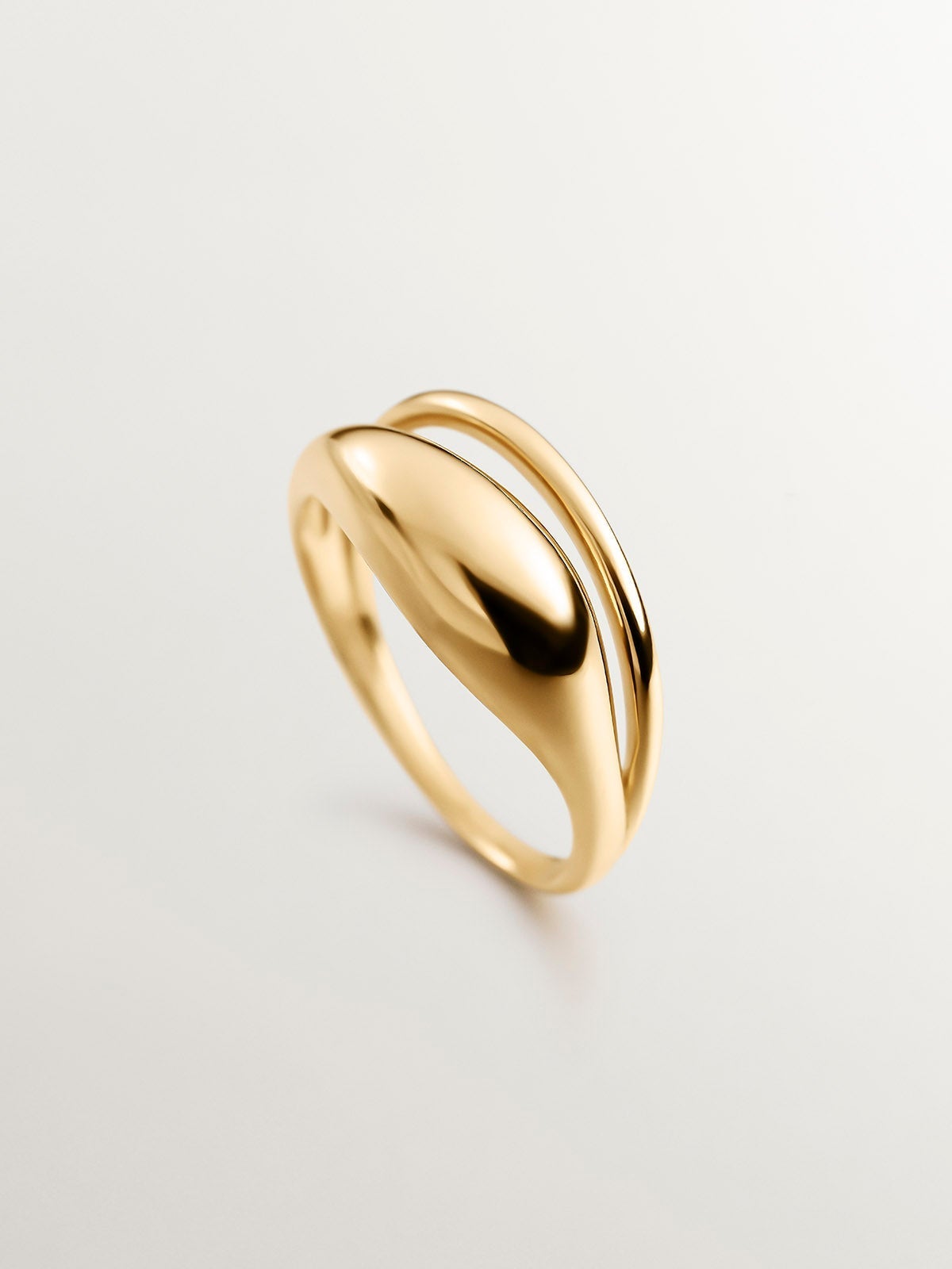Anillo doble de plata 925 bañada en oro amarillo de 18K