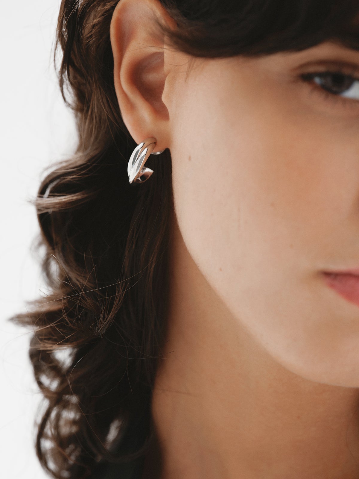 Pendientes de aro doble medianos de plata 925