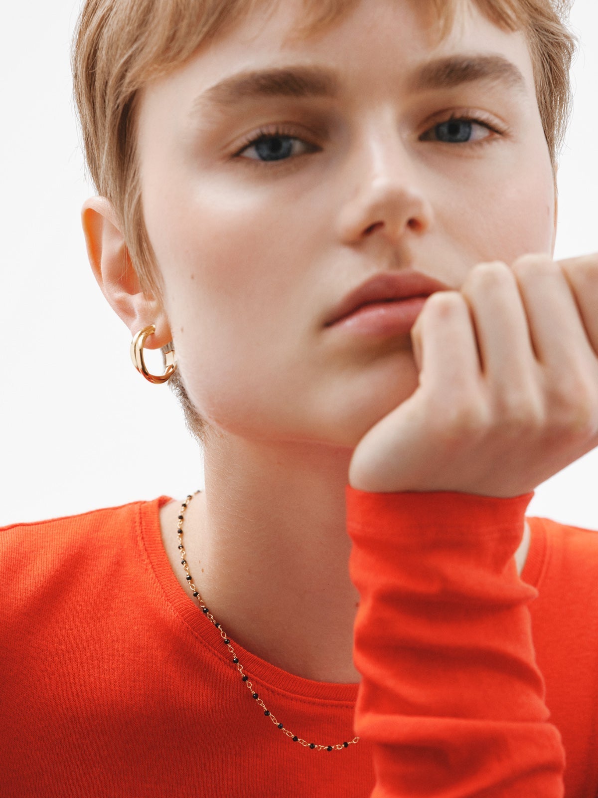 Pendientes de aro doble medianos de plata 925 bañada en oro amarillo de 18K