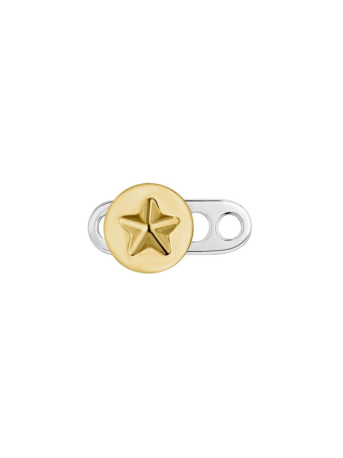 Microdermal de oro amarillo de 18K y titanio con estrella