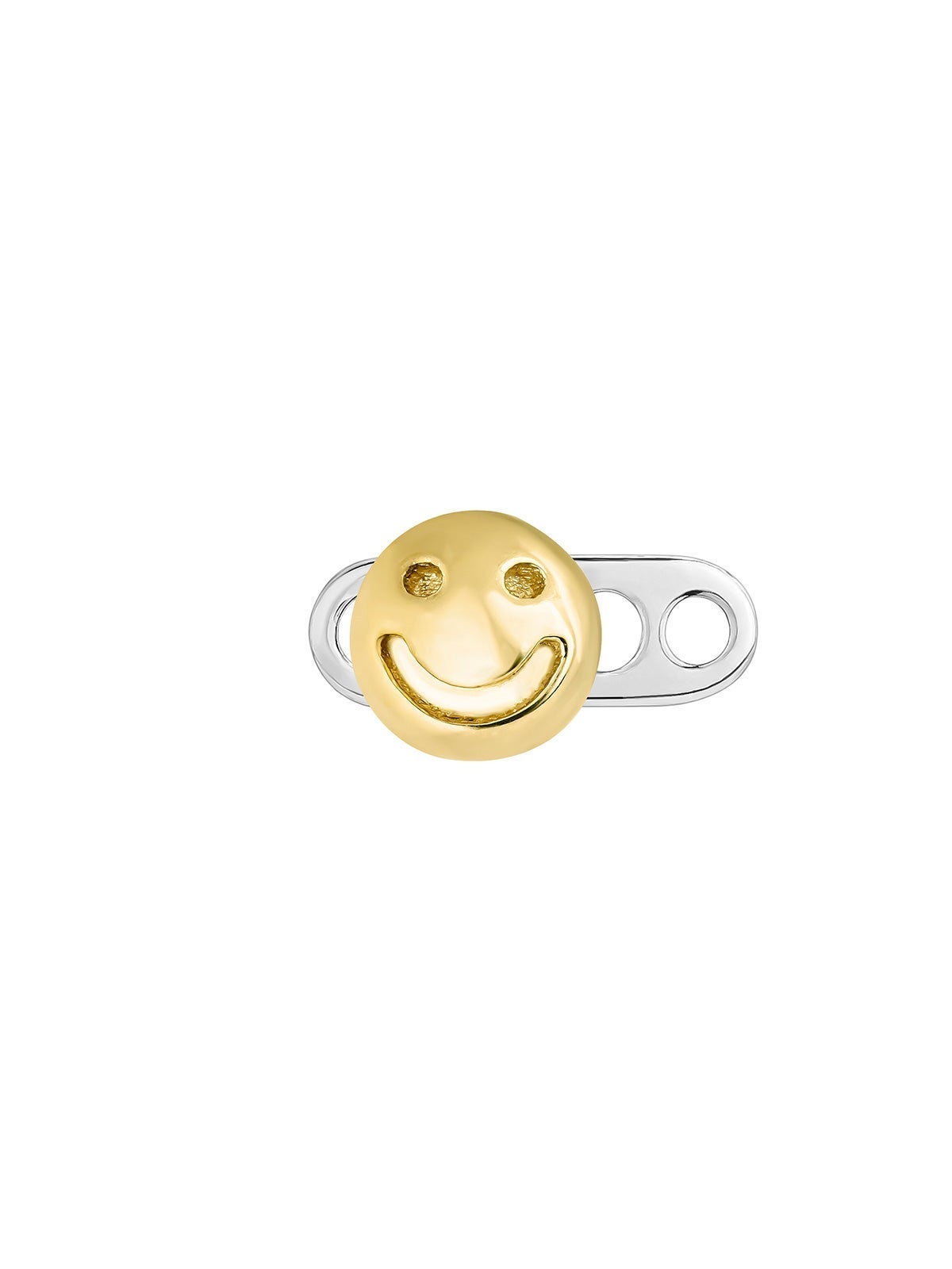 Microdermal de oro amarillo de 18K y titanio con smiley