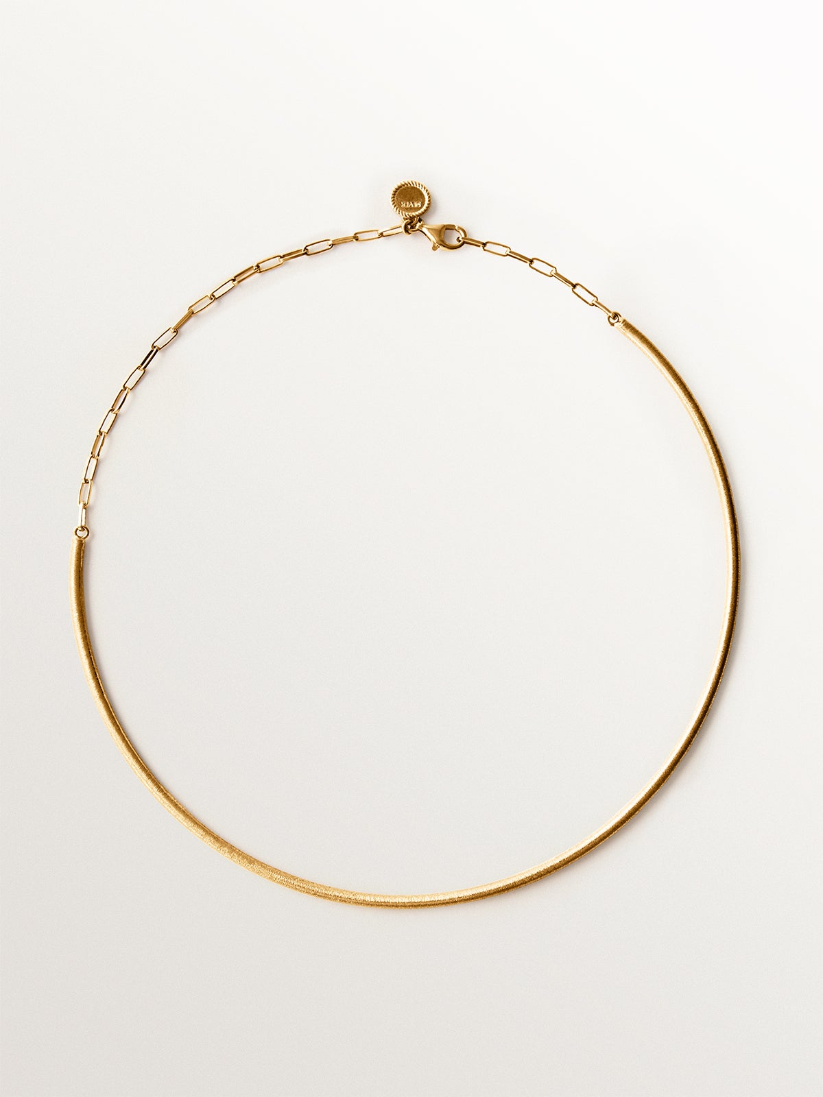 Collar rígido de plata 925 bañada en oro amarillo de 18K