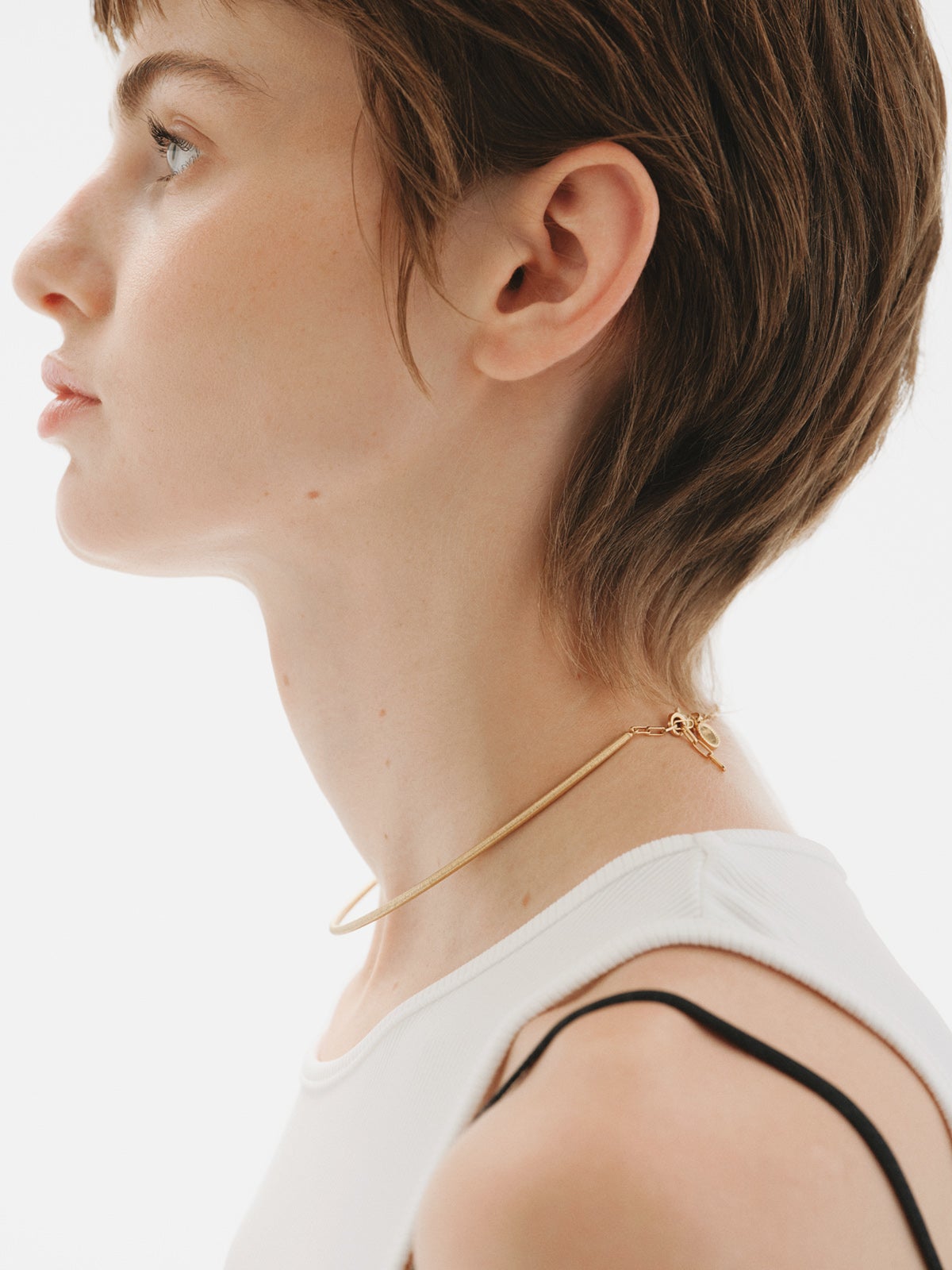 Collar rígido de plata 925 bañada en oro amarillo de 18K