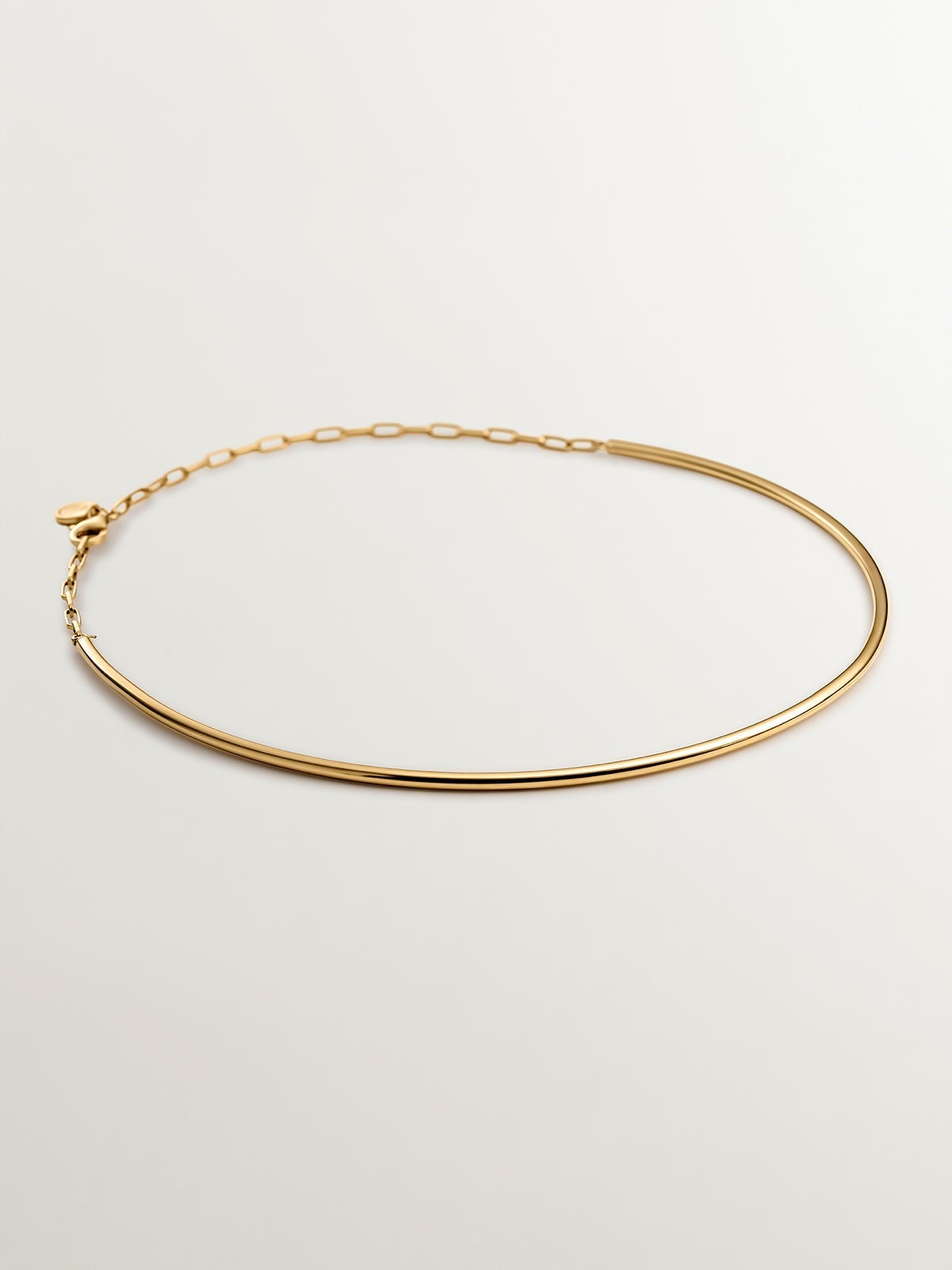 Collar rígido de plata 925 bañada en oro amarillo de 18K