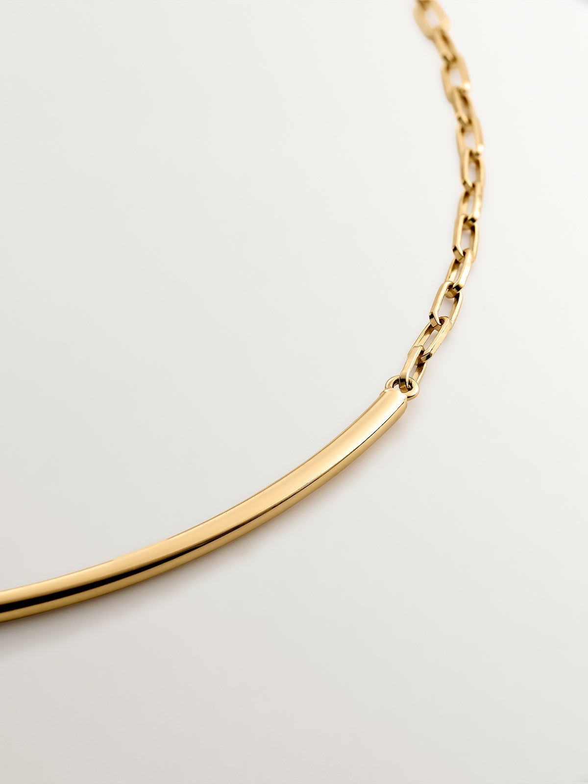Collar rígido de plata 925 bañada en oro amarillo de 18K