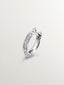 Pendiente individual de aro pequeño de oro blanco de 18K con diamantes de 0,07cts