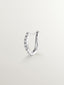 Pendiente individual de aro pequeño de oro blanco de 18K con diamantes y forma ondulada