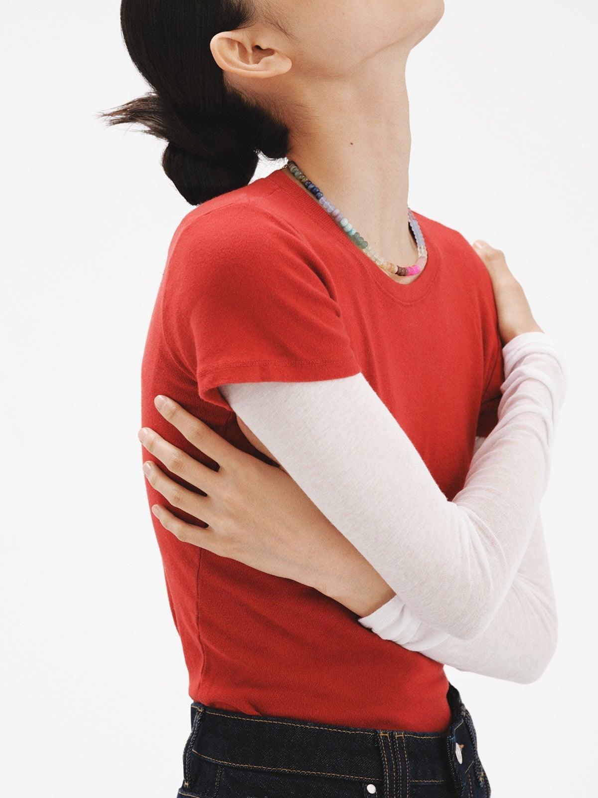 Collar de plata 925 bañada en oro amarillo de 18K con bolitas de piedras multicolor