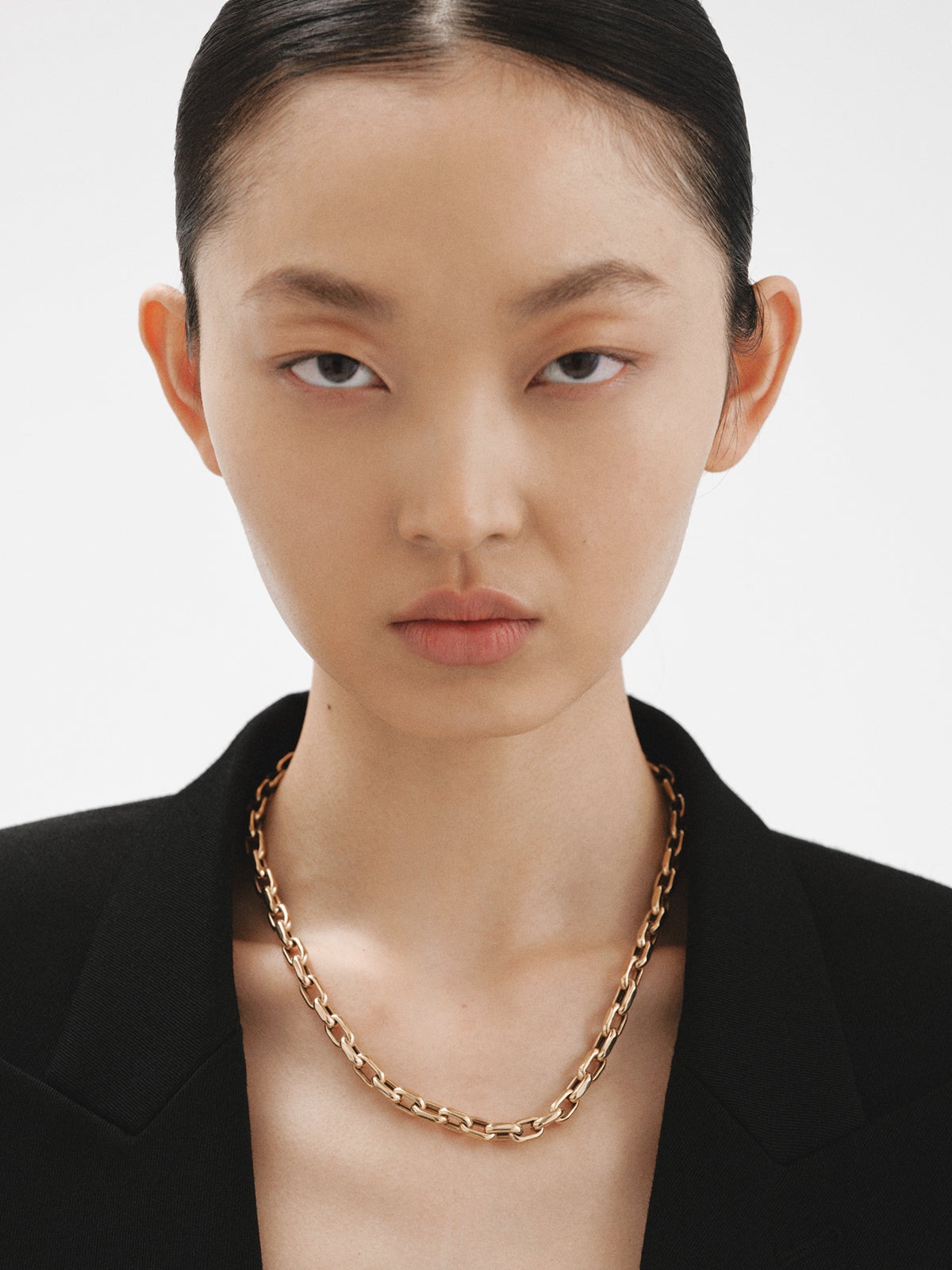 Collar de eslabones forza 45 cm de plata 925 bañada en oro amarillo de 18K