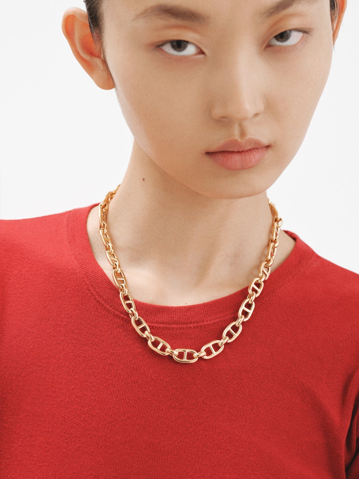 Cadena de eslabones calabrote 45 cm de plata 925 bañada en oro amarillo de 18K