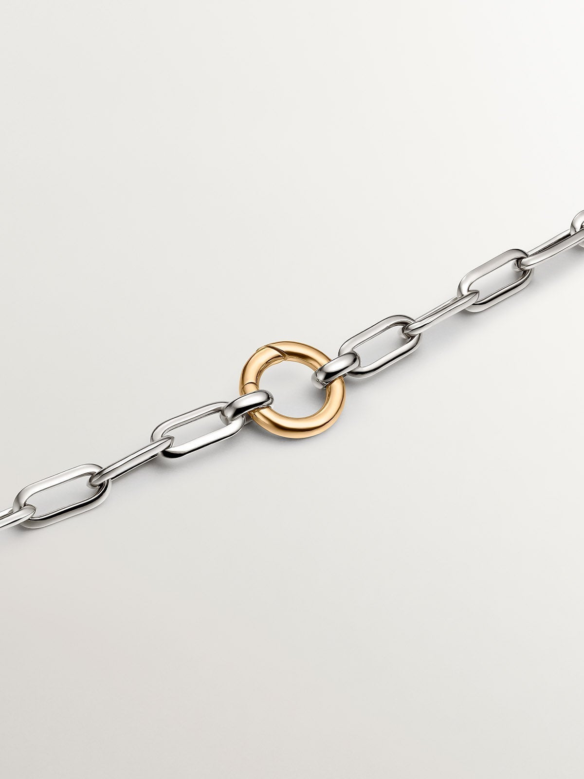 Collar de eslabones rectangulares 45 cm de plata 925 rodiada