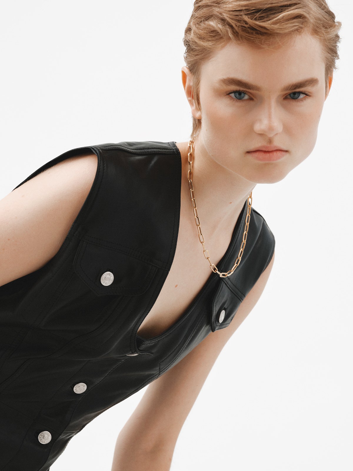 Collar de eslabones rectangulares 45 cm de plata 925 bañada en oro amarillo de 18K