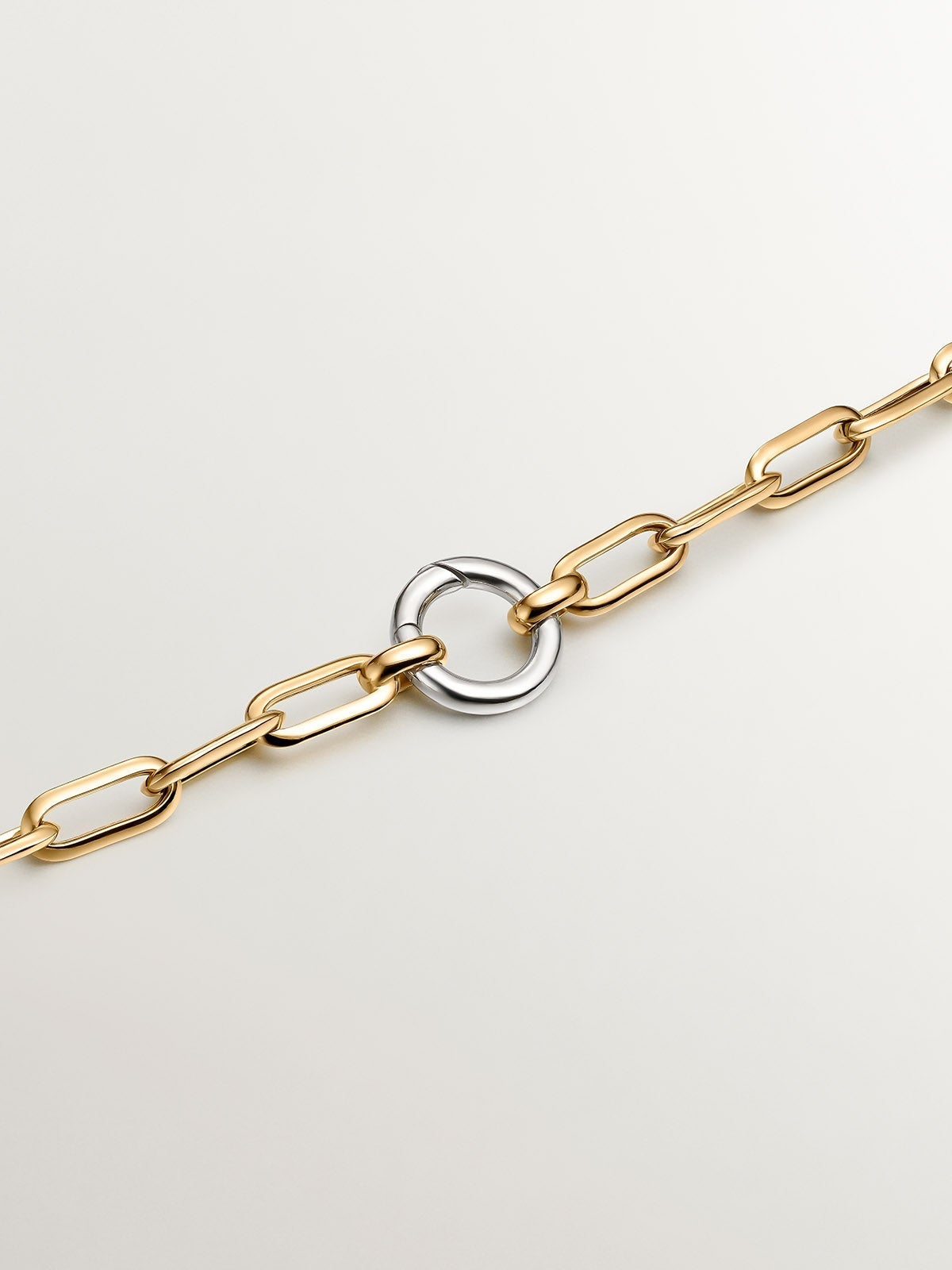 Collar de eslabones rectangulares 45 cm de plata 925 bañada en oro amarillo de 18K