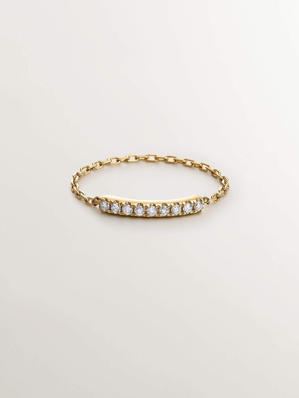 Anillo de cadena de oro amarillo de 18K con diamantes