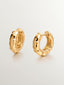 Pendientes pequeños de aro de plata 925 bañada en oro amarillo de 18K con textura de bambú