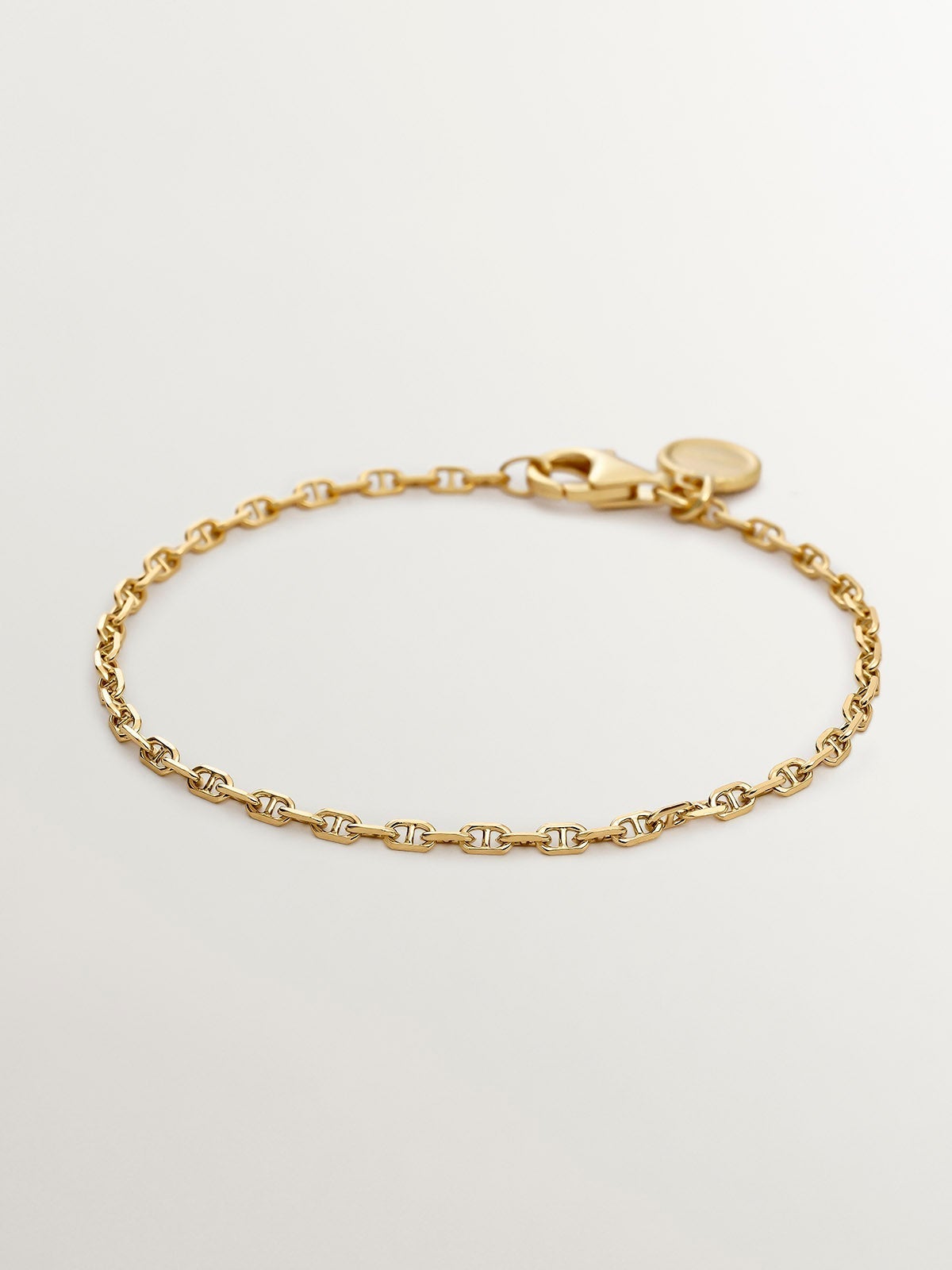 Pulsera de eslabones de plata 925 bañada en oro amarillo de 18K