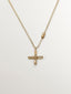 Colgante de plata 925 bañada en oro amarillo de 18K con cruz y topacio blanco