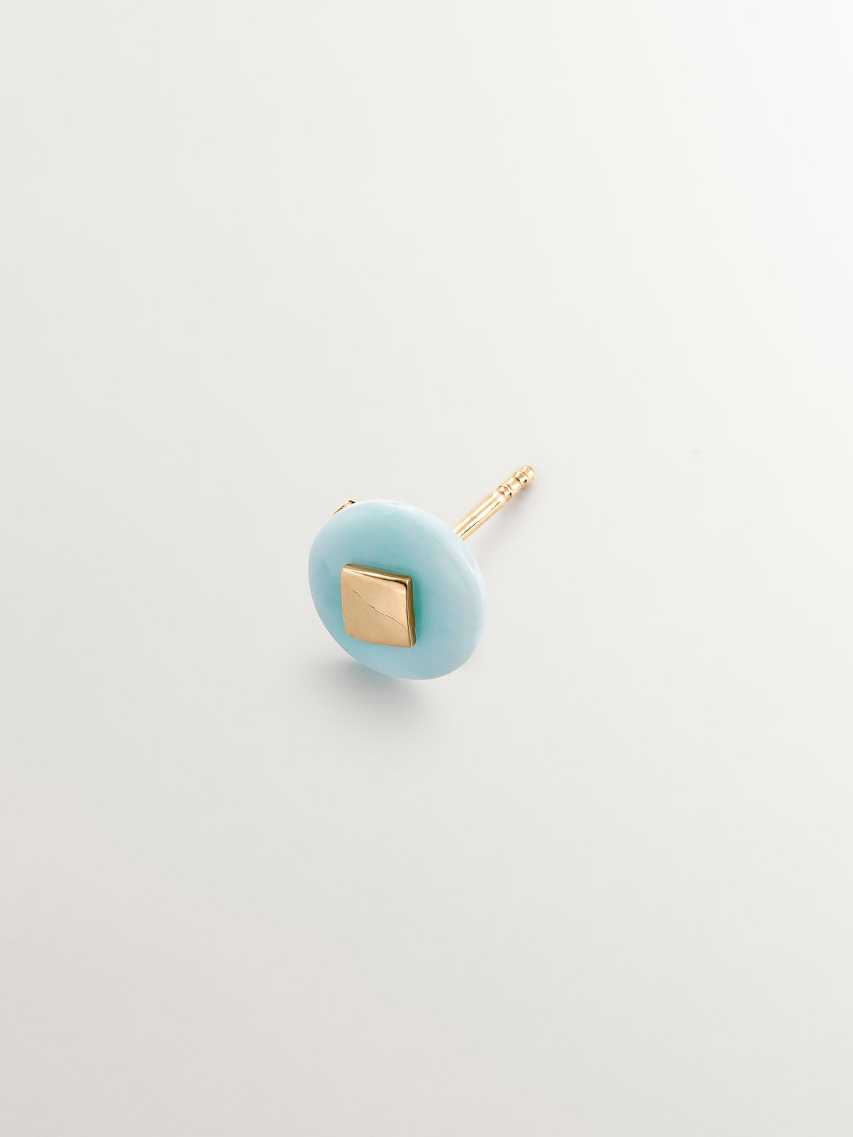Pendiente individual de oro amarillo de 9K con larimar azul