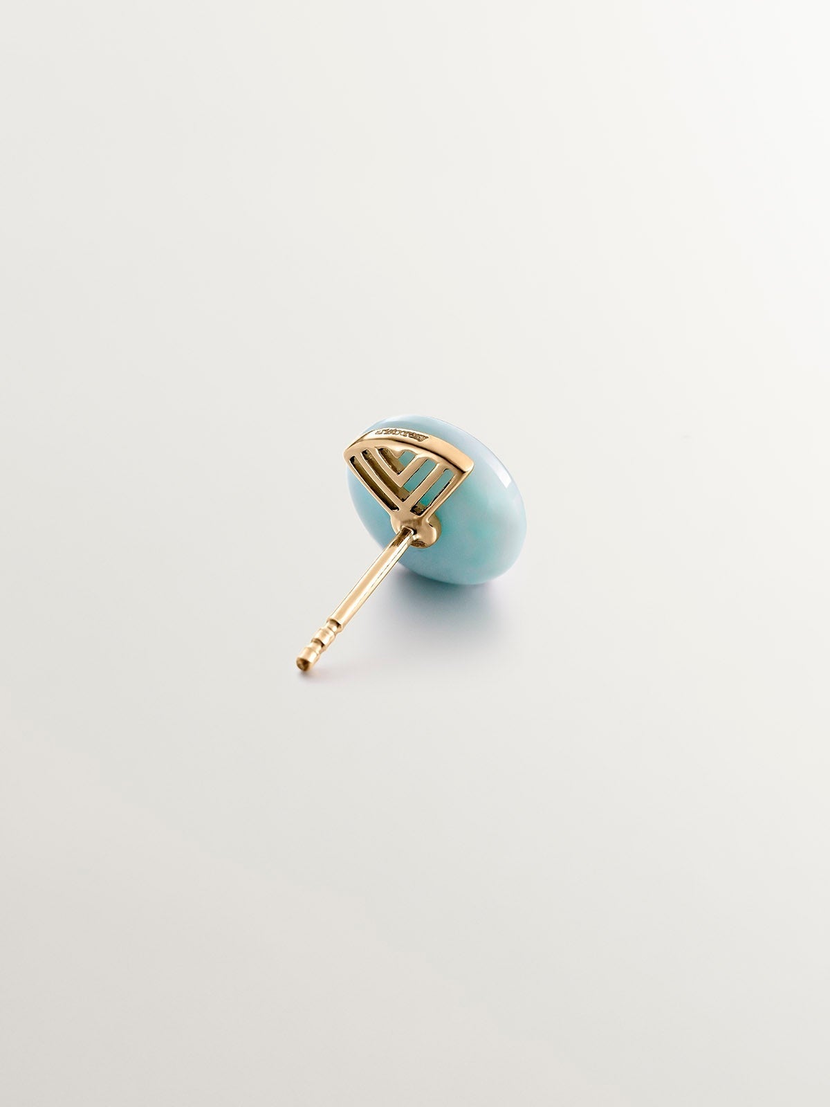 Pendiente individual de oro amarillo de 9K con larimar azul